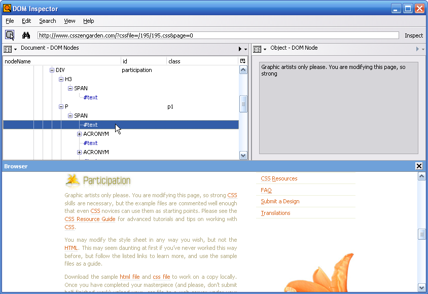 text node display in object panel