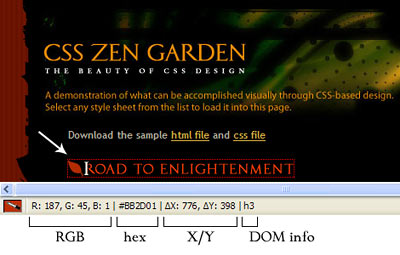 ColorZilla Browser Bar Information