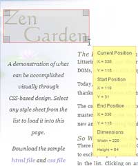 Web Developer Toolbar Misc Display Ruler Selected Object Coordinates Size