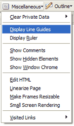 Web Developer Toolbar Misc Display Line Guides Menu
