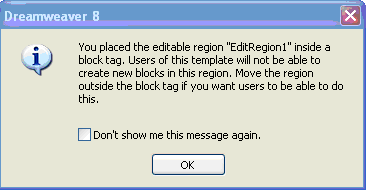 editable region warning