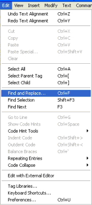 Dreamweaver's Edit Menu