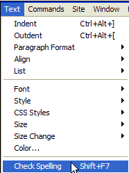 Dreamweaver's Text Menu