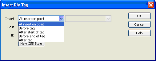 insert div tag window